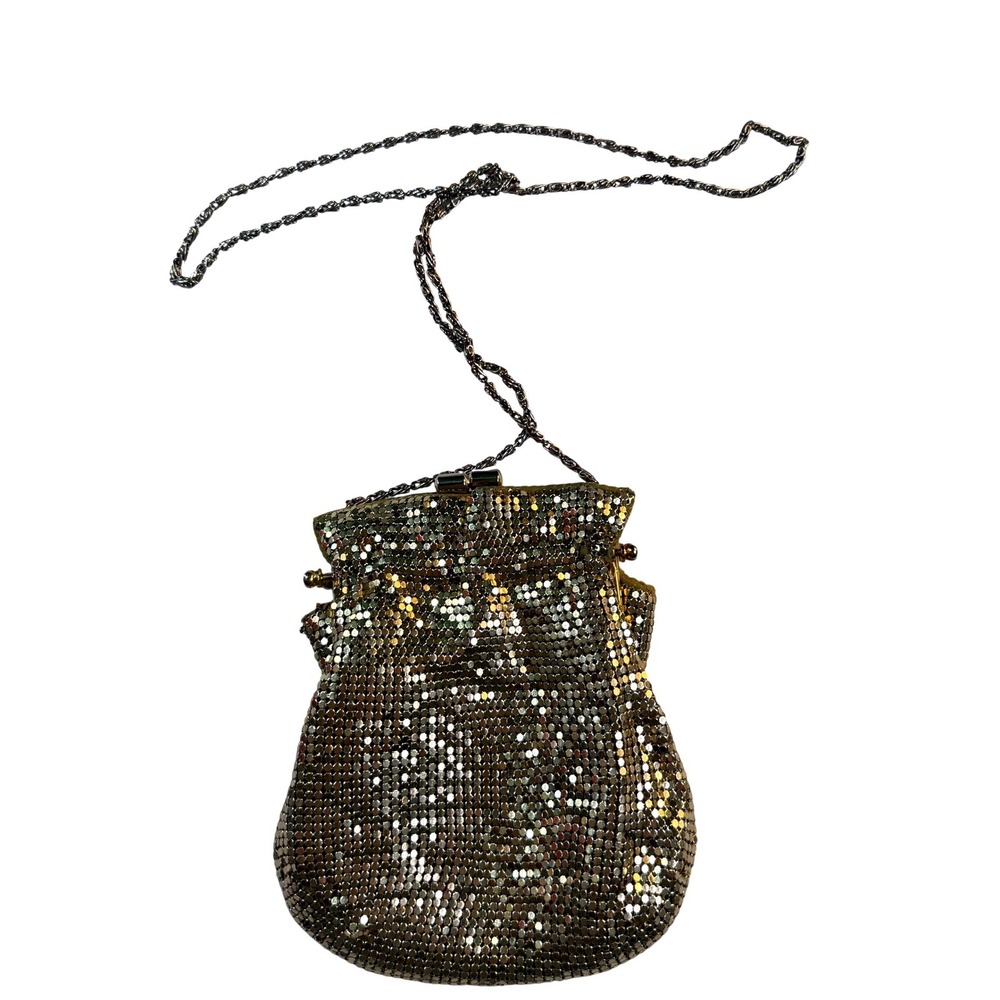 Lotte Evening Bag‎ Gold Mesh Chain Strap 70s Disco Glam Vintage Purse